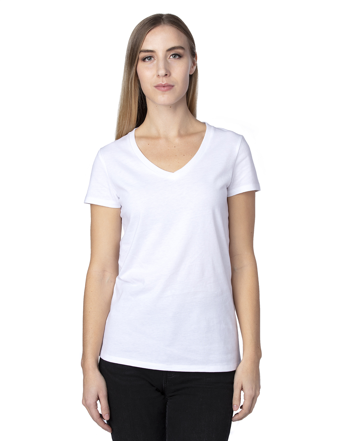 womens white v neck